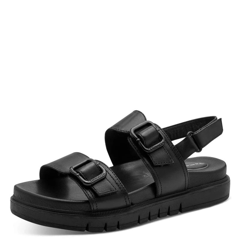 Tamaris Comfort Women's Flat MultiAdjustable Flat Sandals, Black Nappa, 36 EU