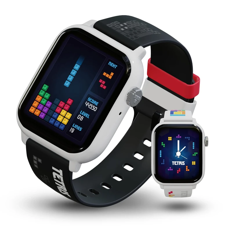 My Play Watch Tetris Retro Gaming Smartwatch with Selective Tech, Non-Connected, Built-in Tetris™, Custom Watch Faces, Classic Arcade Sound, Heart Rate & Fitness Tracker, IP67 Water Resistant.