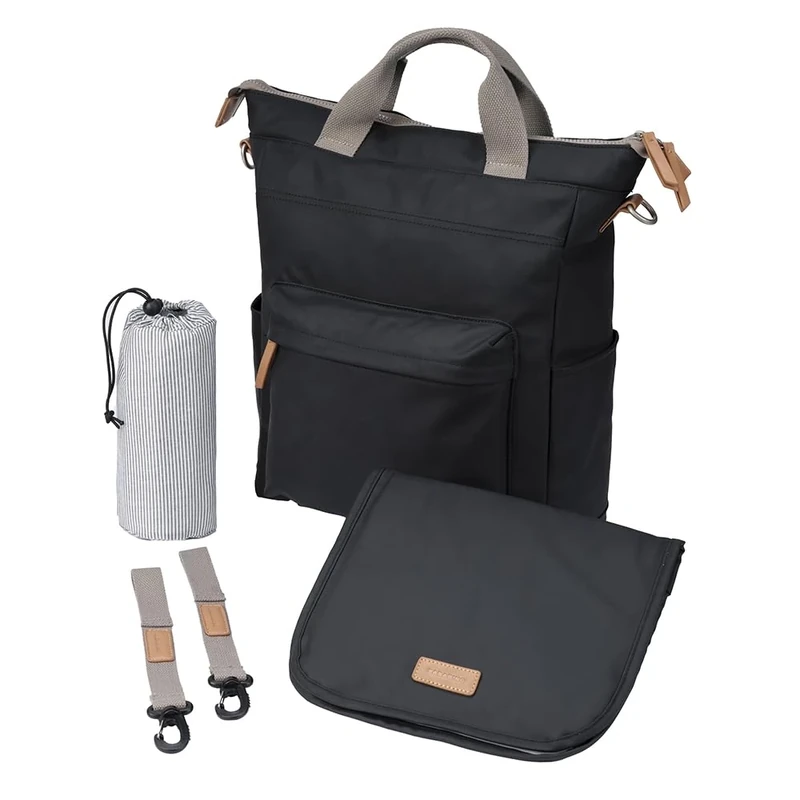 baba bing Unisex Multi-Functional Changing Bag - Black - Waterproof Baby Changing Bags | Convertible Changing Bag Backpack, Tote, Over the Shoulder | Stylish Nappy Bags