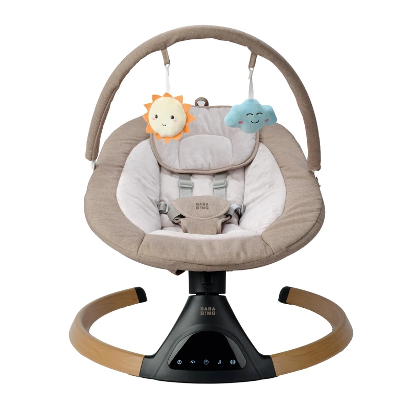 BABABING Electric Baby Swing Chair - Beige | Soft Baby Chair Hub Swings with Bluetooth and Digital Display | Lightweight Swing Chairs from Birth with 5 Swinging Options