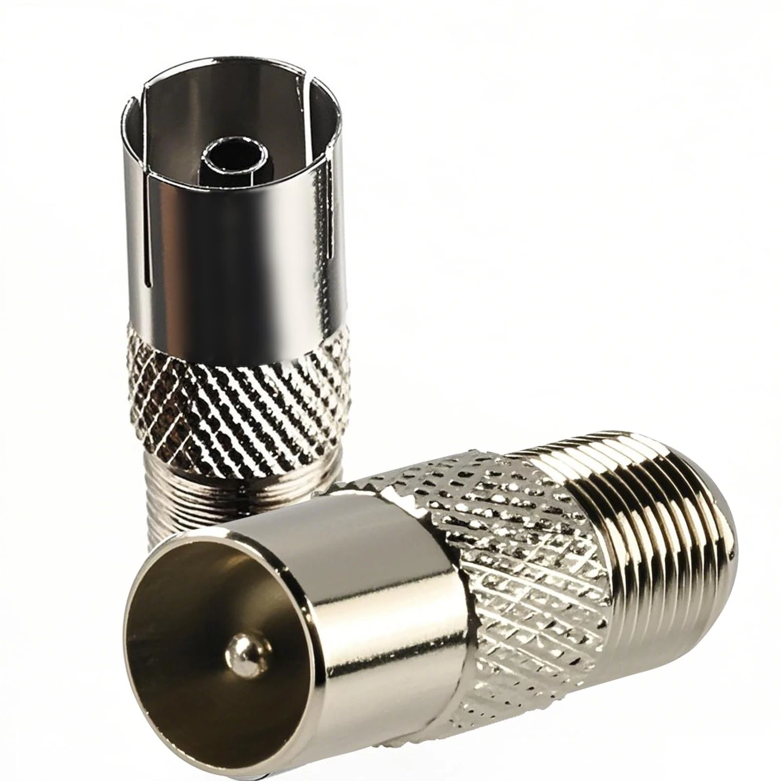 XIELBIS 2PCS F Connector to Coax Adapter,9.5TV Female to F Type Female Coax Connector, TV Aerial Connectors, Coaxial Cable Connectors for Aerial Cables