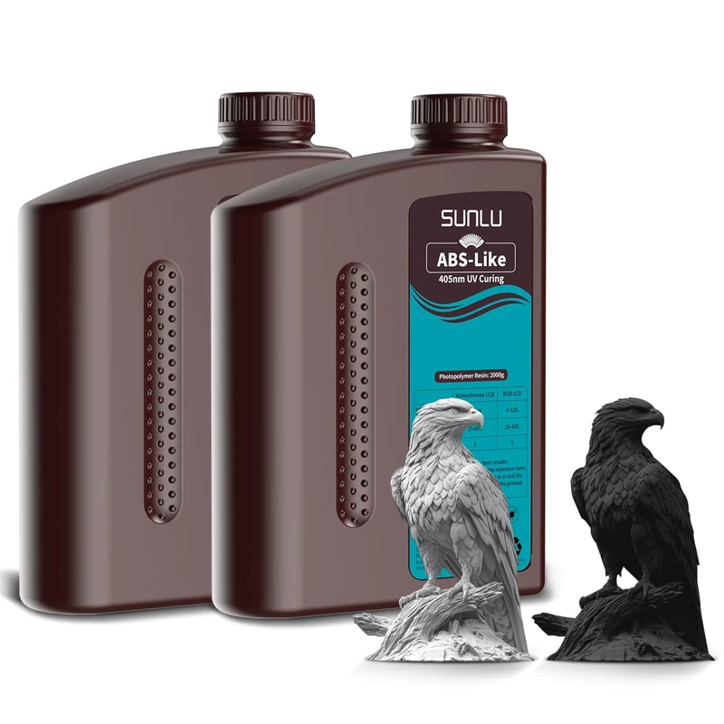 SUNLU ABS Like Resin Bundle 4000G, 3D Printer Resin Compatibility for LCD/DLP/SLA 3D Printers, High Toughness & High Precision & Low Shrinkage, (2Pack*2kg Grey+Black,4kg in Total)