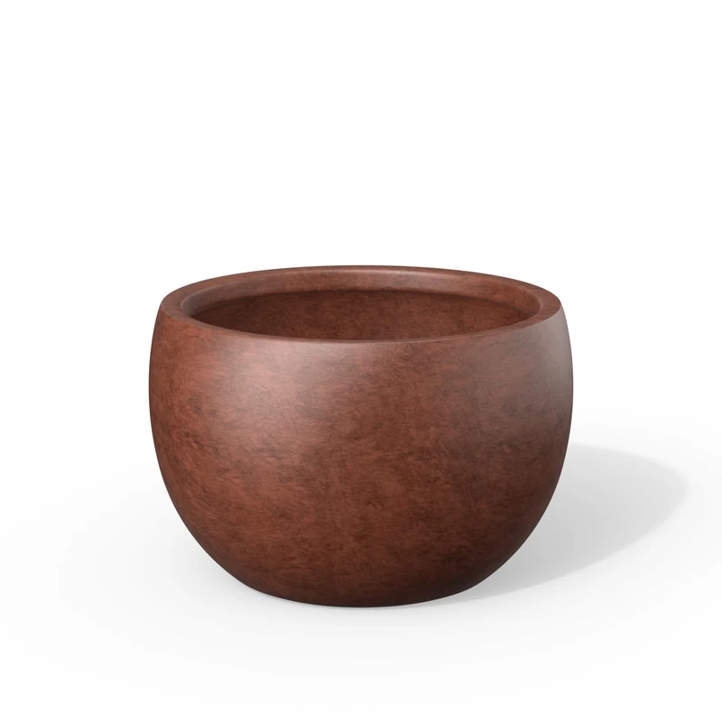 Kante 19.9" Dia Round Concrete Planter, Outdoor/Indoor Large Bowl Plant Pots with Drainage Hole and Rubber Plug for Garden Patio Balcony Home, Rusty
