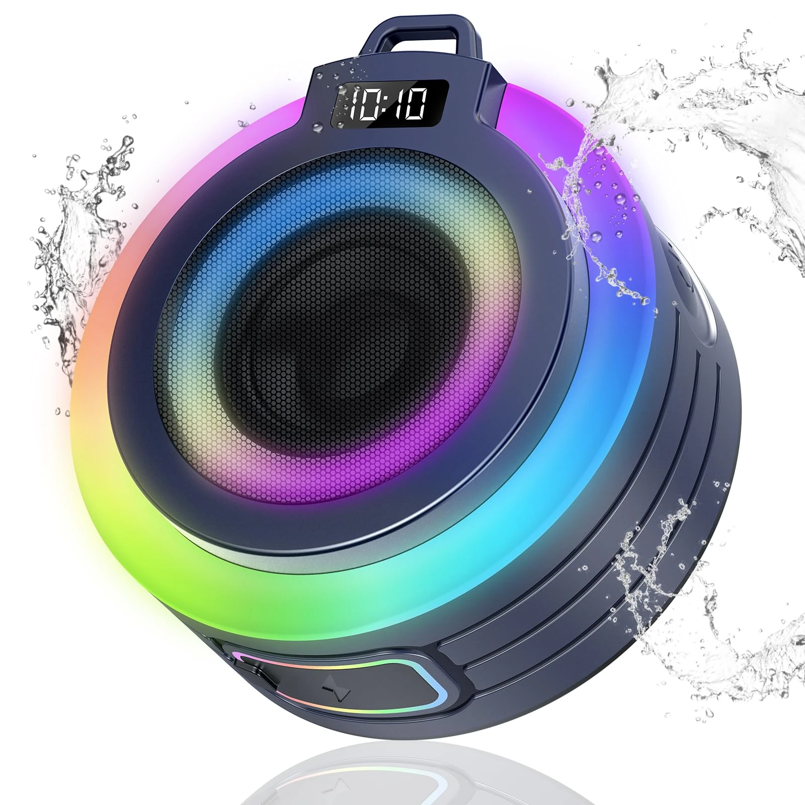 WXQZXO Bluetooth Shower Speaker, Portable Bluetooth Speaker Stereo Sound with Suction Cup/Lanyard, Built-in Mic, IPX7 Waterproof Wireless Speakers Bluetooth 5.4 for Bathroom, Party, Blue