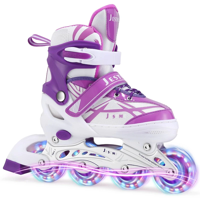 Inline Skates for Children Girls, Adjustable Inline Skates, Roller Skates for Children, Indoor, Outdoor, Girls, Children (Purple, L (EU 36-40))