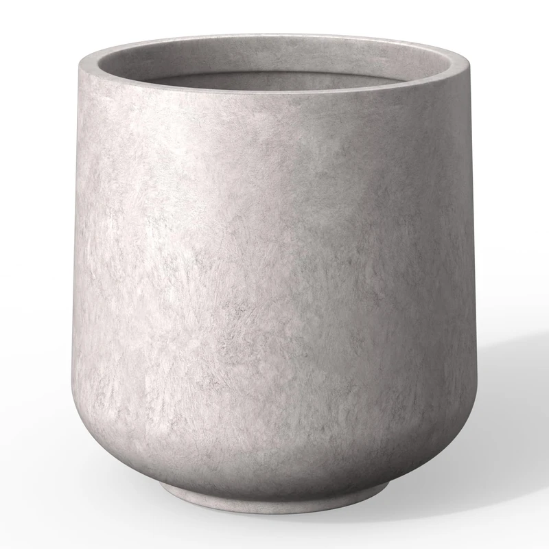 Kante 11.6" Dia Round Concrete Planter, Outdoor Indoor Large Plant Pots Containers with Drainage Hole and Rubber Plug for Home Garden Patio, Light Gray - Image 1