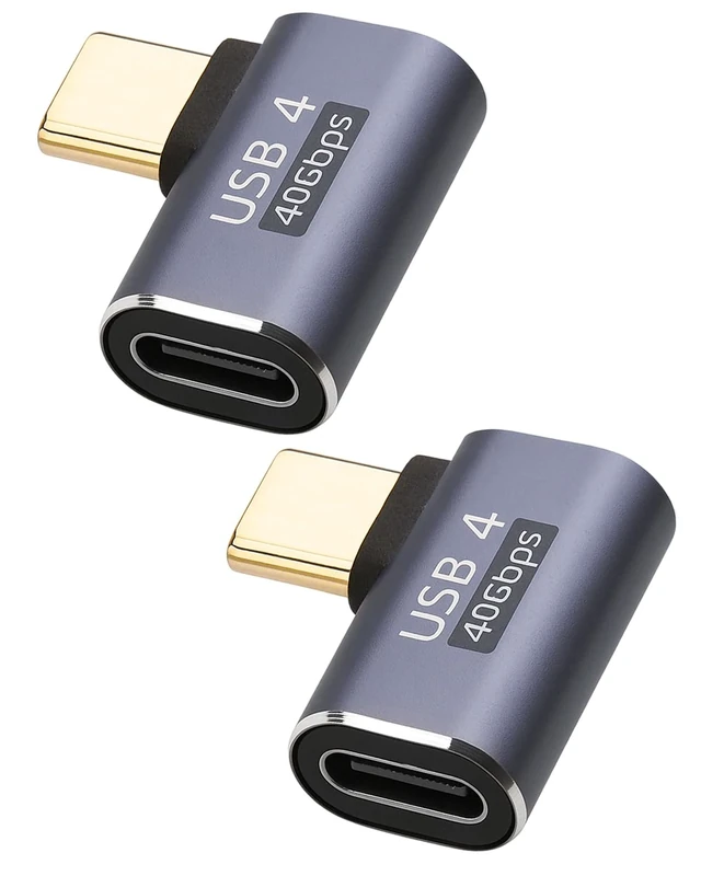 MDLSDE USB C 90 Degree Angle Adapter 100W (2 Pack), USB-C Male to USBC Female Adapter USBC Extension Type C 40Gbps Fast Charge for Steam Deck Switch MacBook Tablet Phone and More Type C Devices