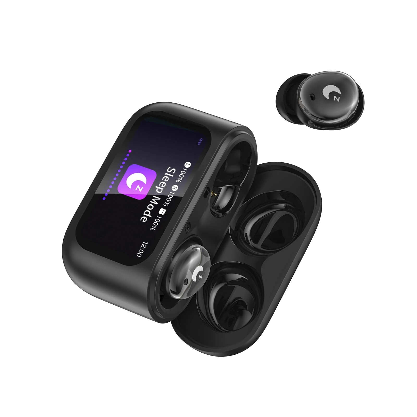 VEKJ Wireless Earbuds with Smart Touch Screen, 2025 Mini Sleep Earbuds Bluetooth 5.4 Headphone In Ear Black