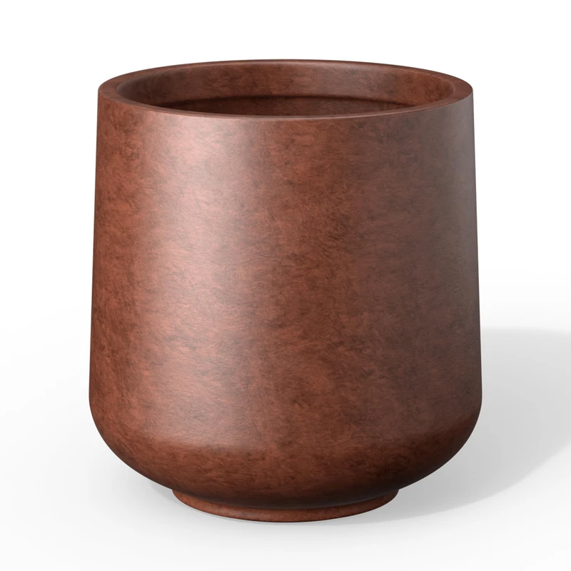 Kante 15.3" Dia Round Concrete Planter, Outdoor Indoor Large Plant Pots Containers with Drainage Hole and Rubber Plug for Home Garden Patio, Rusty - Image 1