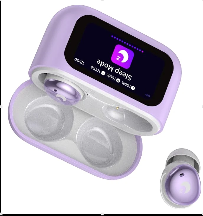 Wireless Earbuds with Smart Touch Screen, 2025 Mini Sleep Earbuds Bluetooth 5.4 Headphone In Ear with Noise Cancelling Mic, 48H Playtime Hi-Fi Stereo Sound, 5 EQ Modes/IP7 Waterproof Ear Buds Purple