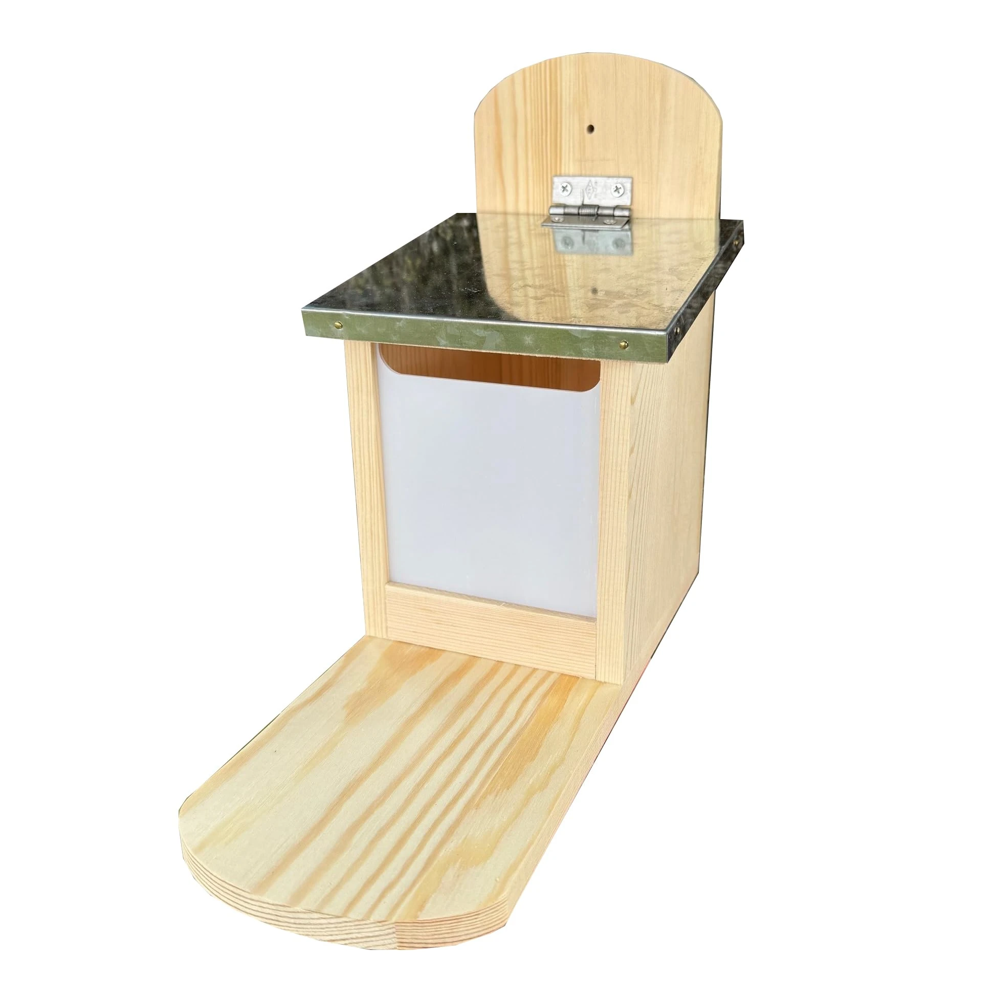 Selections Wooden Wall Mounted Squirrel Feeder with Feeding Platform & Metal Roof