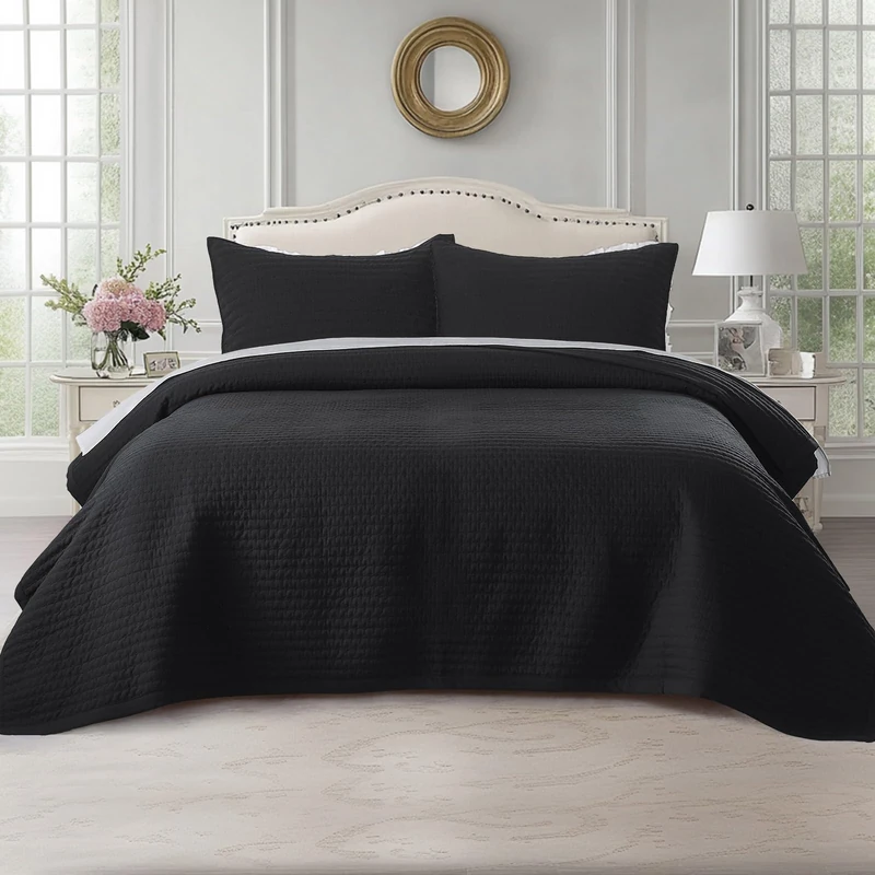 KASENTEX King XL/Cal King Quilt Set 108x98, Soft Washed 3-Layer Lightweight