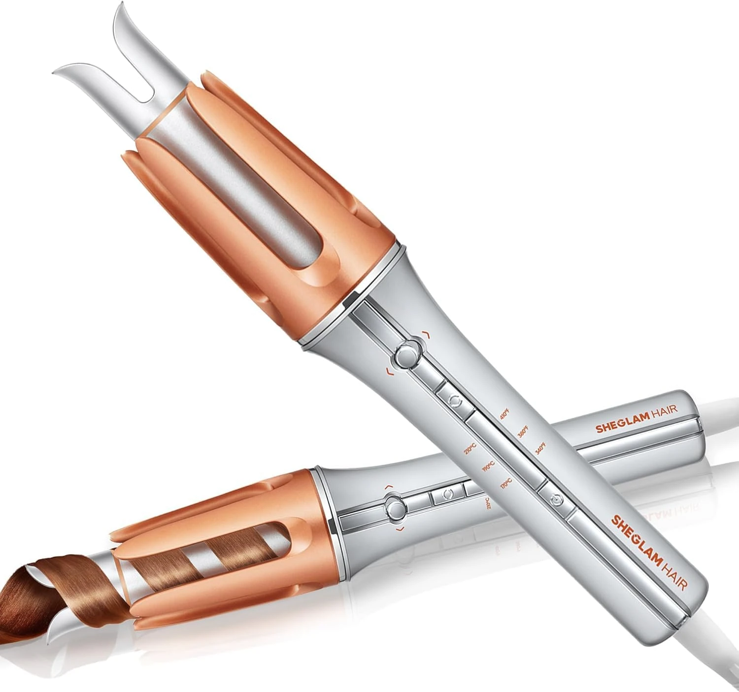 SHEGLAM Automatic Curling Iron 32mm with Ceramic Coating, 3 Temperature Levels (170-210°C), Quick Heating Self Rotating Curler for Hair Styling (32mm)