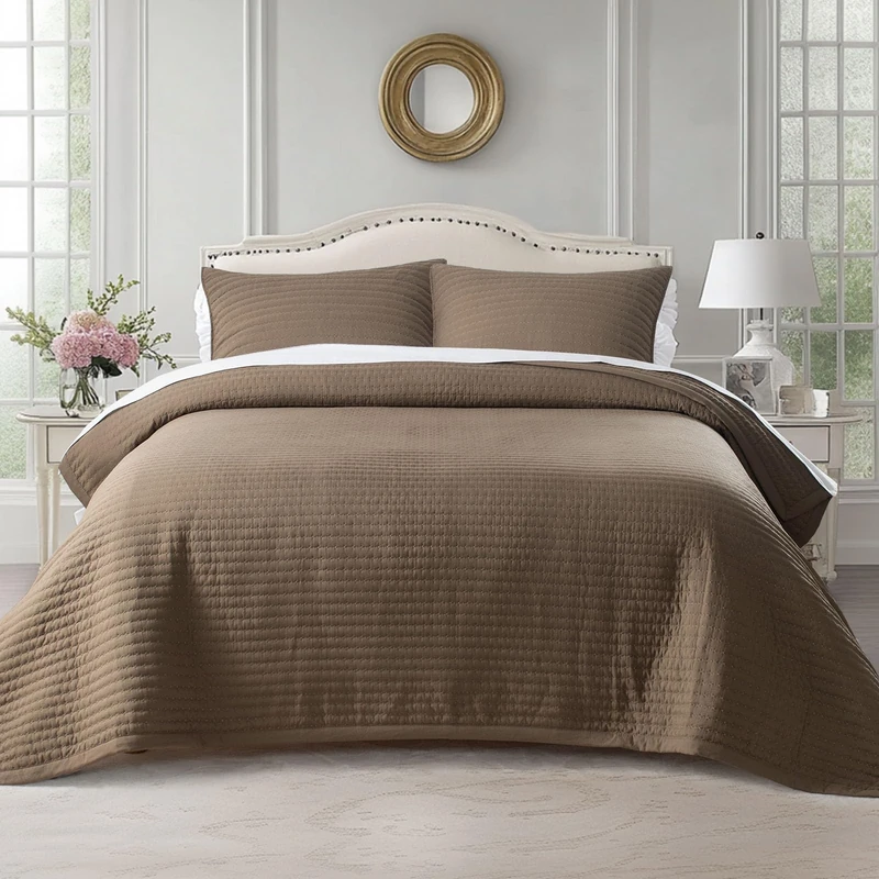 KASENTEX King XL Quilt Set 108"x98" – Soft Washed 3-Layer Lightweight Bedspread, Minimalist Nordic Design, All-Season Spring & Summer Quilt Set (1 Quilt + 2 Pillow Shams), Cub
