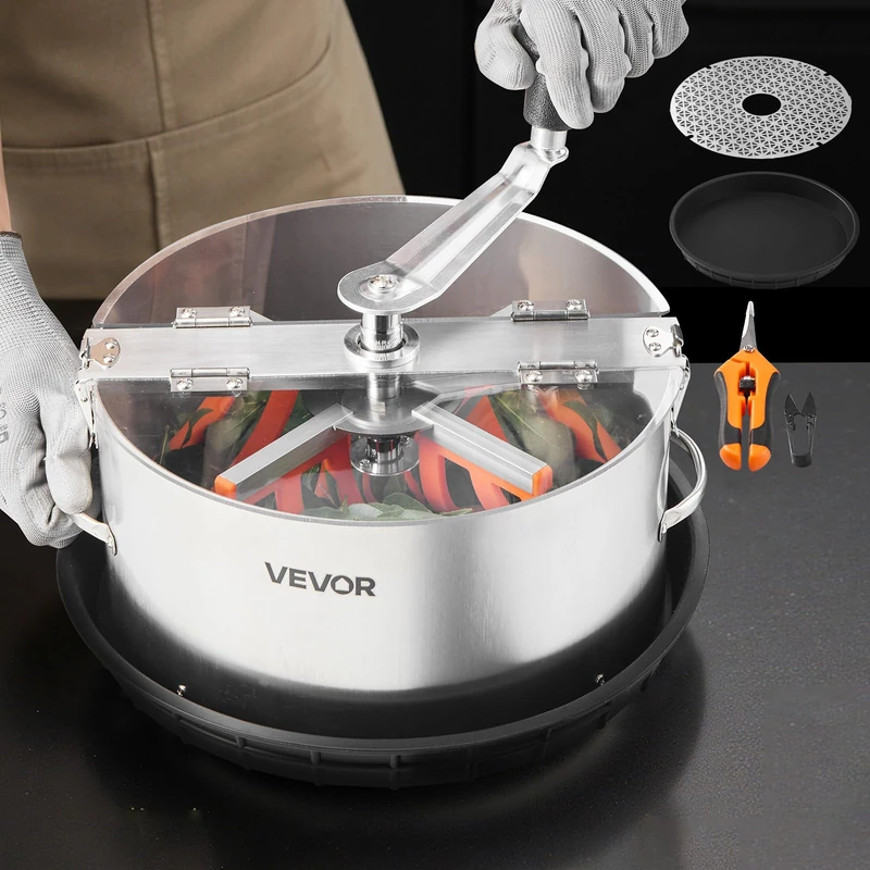 VEVOR Bud Leaf Bowl Trimmer Manual, with Sharp Stainless Steel Blades, Visual Cutting, Wet & Dry Hydroponic Cutting Machine, Twisted Spin Cut for Plants Leaves Flowers (Bud 12in)
