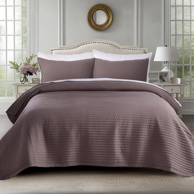 KASENTEX Queen XL Quilt Set 98x98, Soft Washed 3-Layer Lightweight