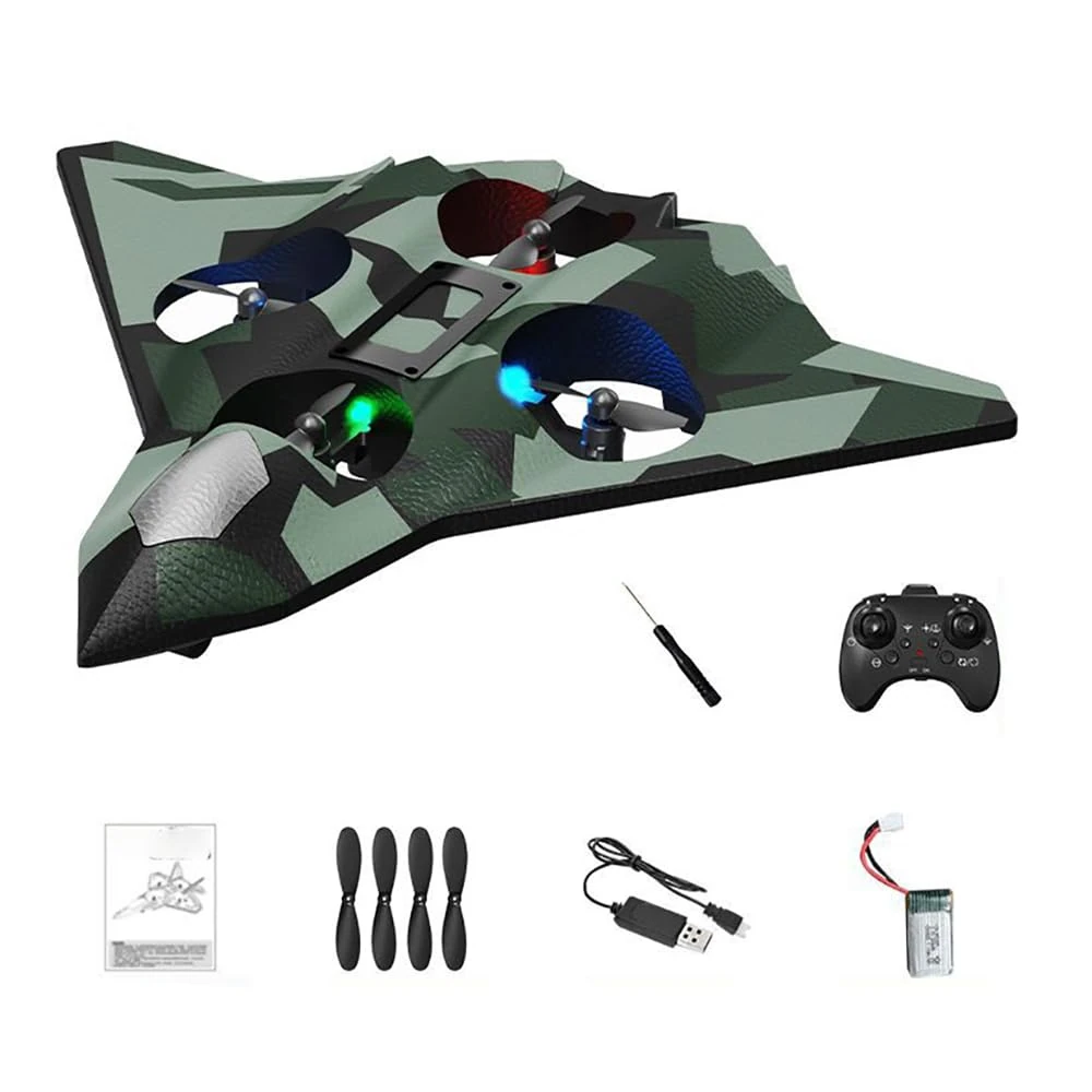 2.4ghz Rc Plane, Led Remote Control Plane, Rc Planes for Adults Kids, Foam Airplanes for Kids, 360° Flip & One-Button Takeoff and Landing & Gravity Sensing & Headless Mode, Supports Night Play (A)