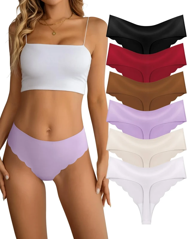Dawnrole Seamless Thongs for Women No VPL Thongs No Show Panties Multipack 6 Pack - Image 1