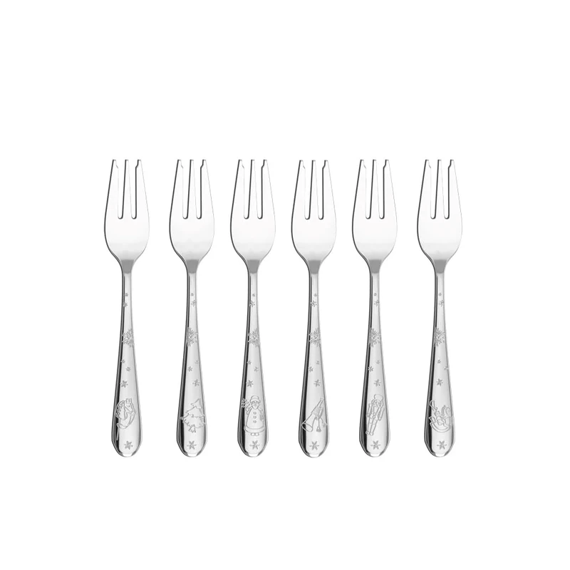 Villeroy & Boch - Toy's Delight Cake Fork Set 6 Pieces Silver, Dishwasher-Safe, Christmas, Cutlery Set for 6 People, Dessert Forks, Small Forks, Stainless Steel