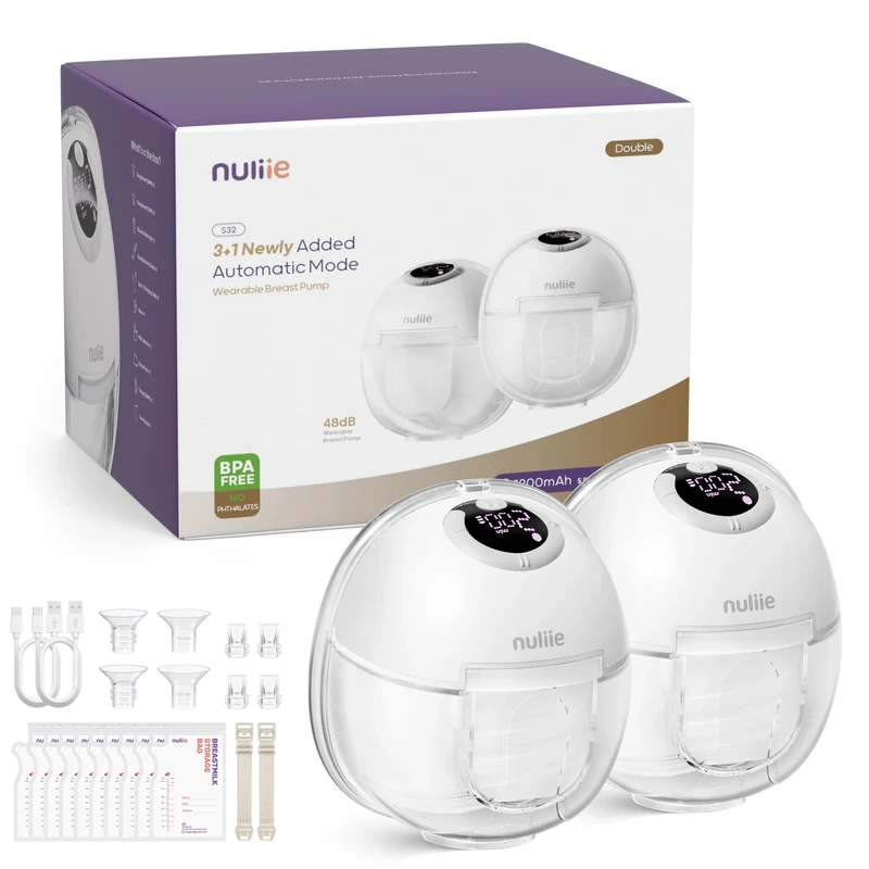 Nuliie Electric Breast Pump Hands-Free JNH32,(2 Packs, White)