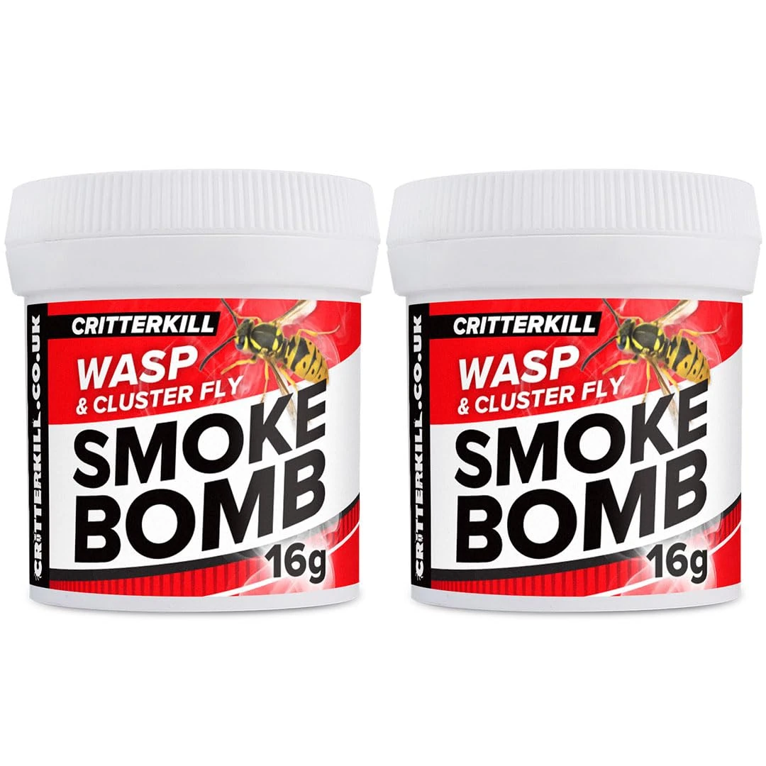 CritterKill 16g Cluster Fly and Wasp Killer Smoke Bomb Fogger Twin Pack - Targets Hard to Reach Places and Nests - Use in Attics, Garages and Lofts - Covers 1012m3