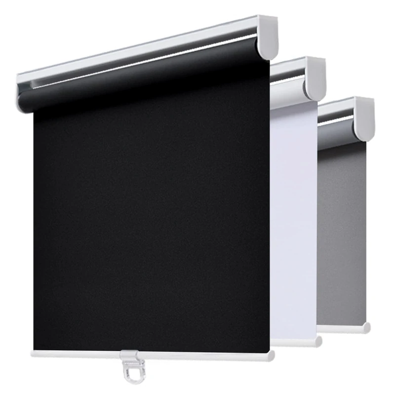 AOSKY Cordless Roller Shades Blackout Blinds for Windows Room Darkening Rolled Up Shades with Spring System, UV Protection Window Shades Door Blinds for Home and Office (34.5" W x 72" H, Black)
