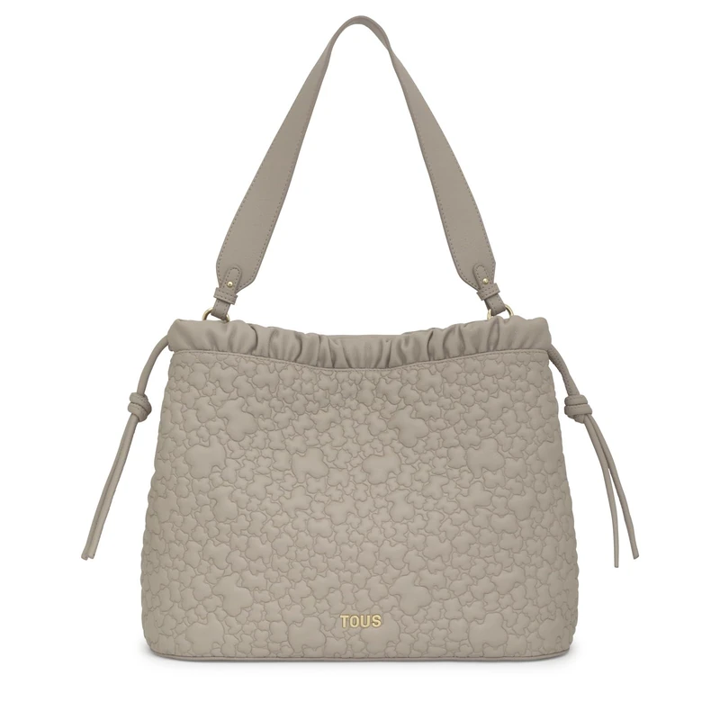 TOUS Women's Saca L Puffy Bear Topo Satch, Taupe, Grande