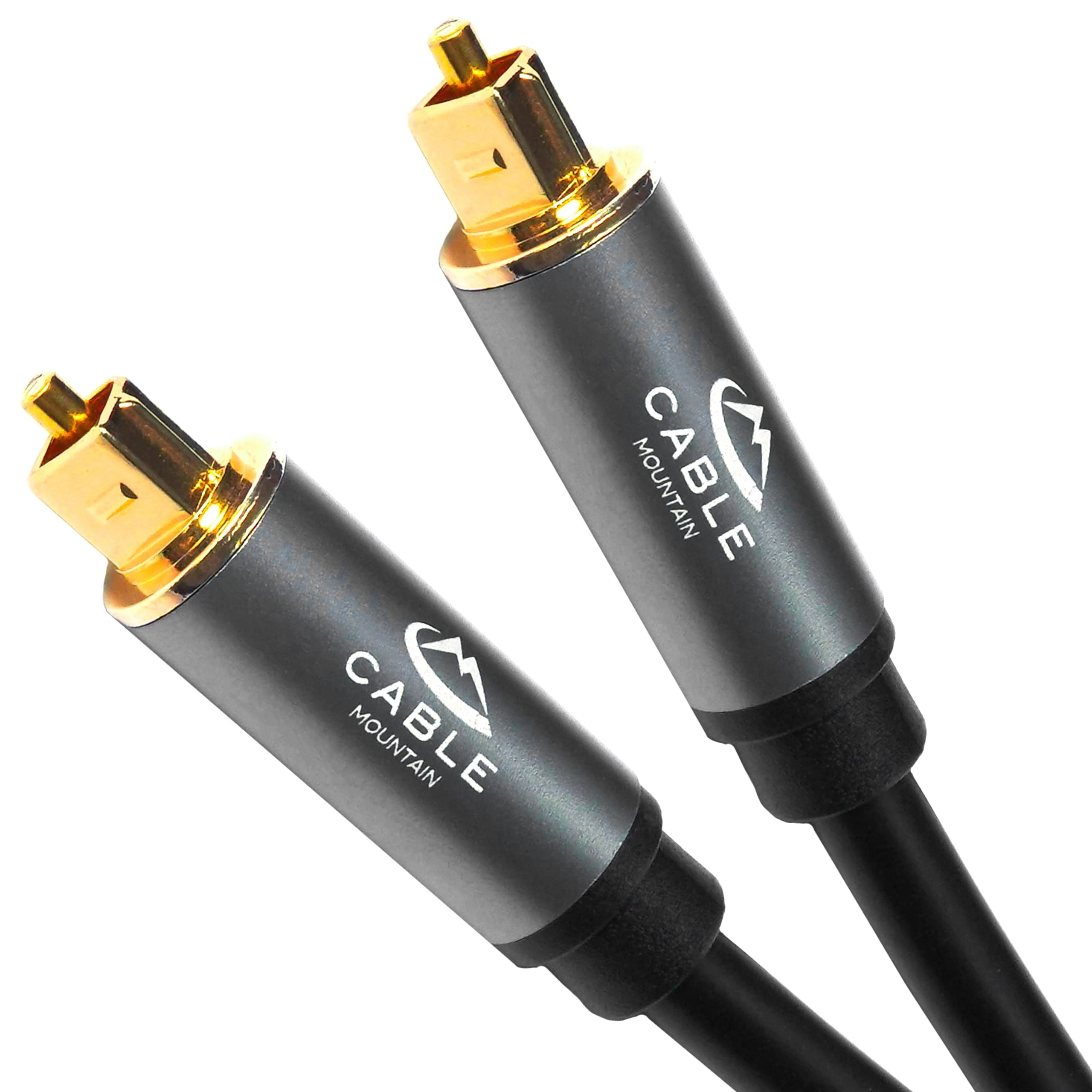 CableMountain Optical Cable 3m, [Alloy Case, 24K Gold-Plated], Digital Optical Audio Cable for Soundbar to TV, Home Theather, PS4, Xbox, Compatible with Samsung/LG/Sony/Philips etc
