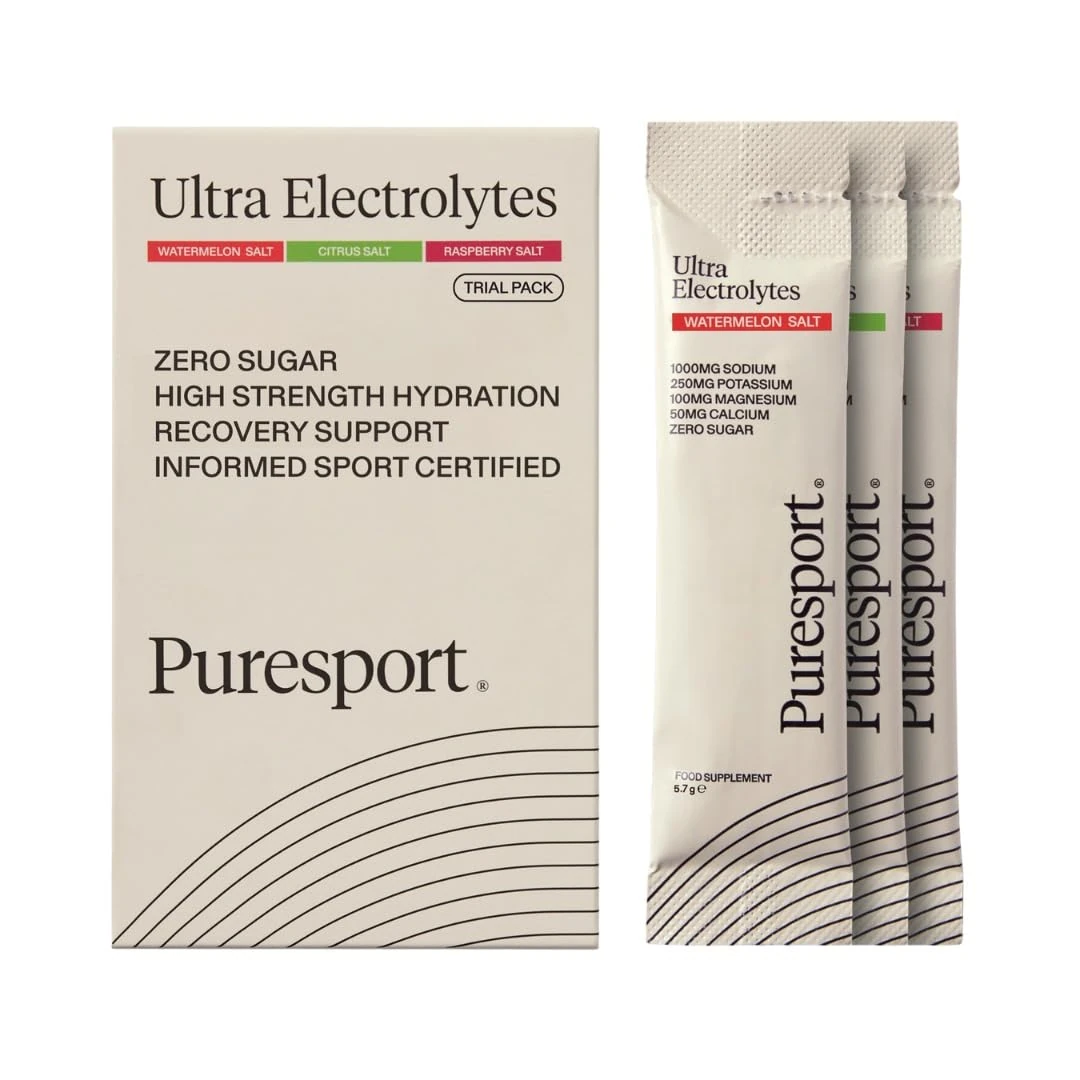 Puresport Ultra Electrolytes Hydration Trial Pack (6 Pack) | Watermelon, Citrus & Raspberry Salt/2 Electrolyte Sachets of Each | Sugar Free Electrolytes Powder | Optimises Hydration/Supports Muscles