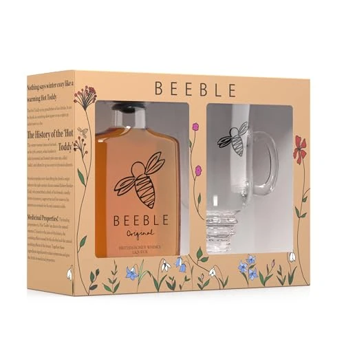 Beeble Artisan British Honey Whisky Liqueur 20cl with Toddy Glass in a Box - A Harmonious Blend of Natural Honey and Smooth Whisky - 30% ABV - Embrace Life's Sweet Moments - B-Corp