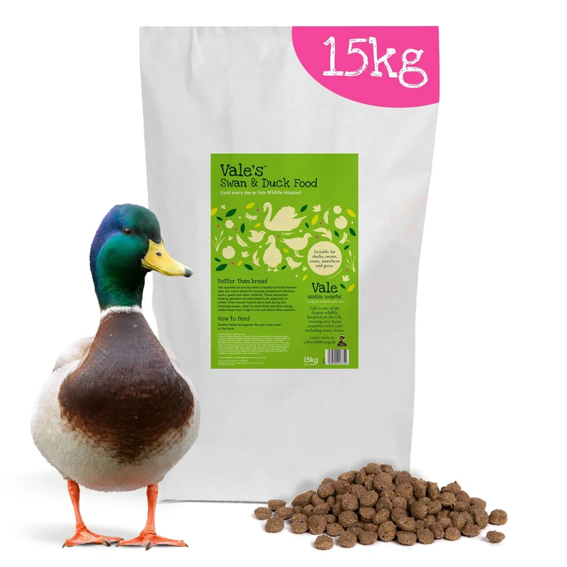 Vale’s™ Swan & Duck Food 15kg – Floating Feed for Wild Ducks – Suitable and Nutritious Duck and Swan Food – Perfect Alongside Their Natural Diet - Bird Feed for Waterfowl