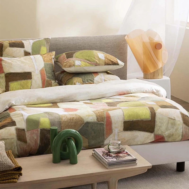 Printed Cotton Percale Duvet Cover, Clay Collage, 260 x 240 cm, Designers Guild