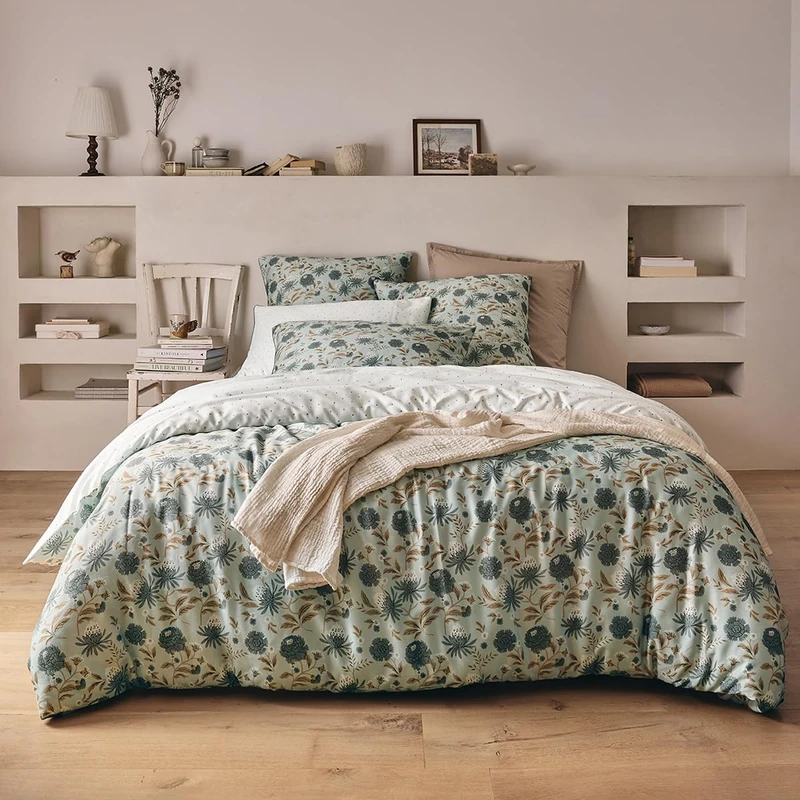 Printed Cotton Satin Duvet Cover, ECLOSION, 260 x 240 cm, ESSIX