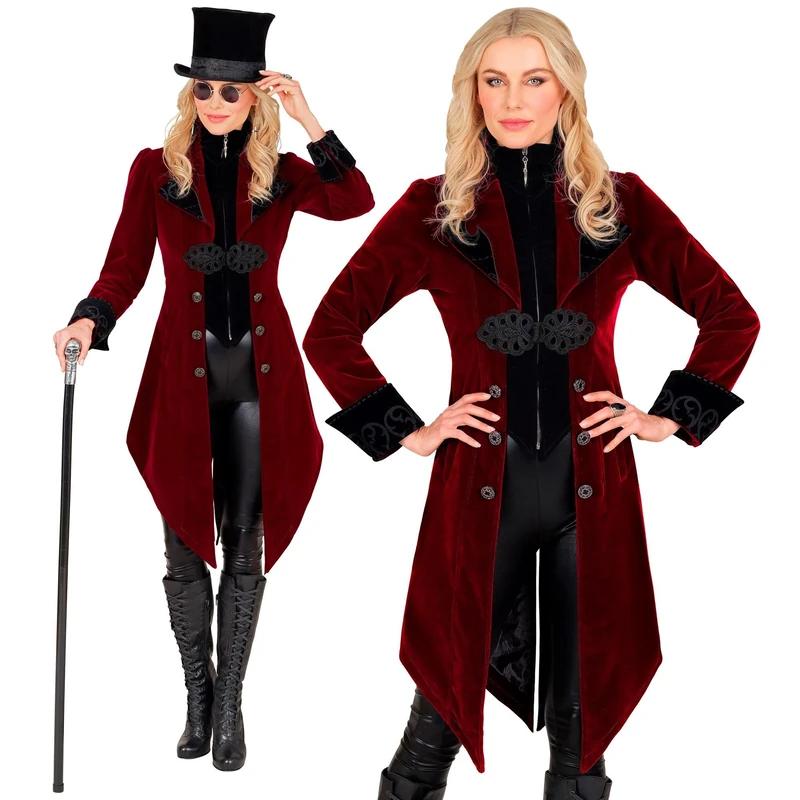 W WIDMANN MILANO Party Fashion 22519 Gothik Mantel Gothic Coat, Bordeaux, XS