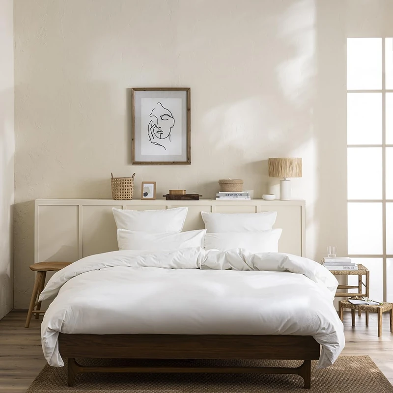 Plain Dyed Washed Cotton Percale Duvet Cover, Delicate, 140 x 200 cm, ESSIX