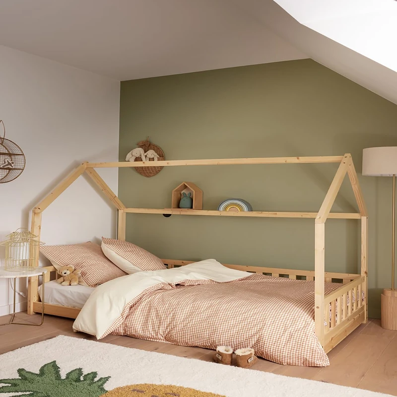 Children's printed cotton percale duvet cover, mini gingham, 140 x 200 cm. ESSIX