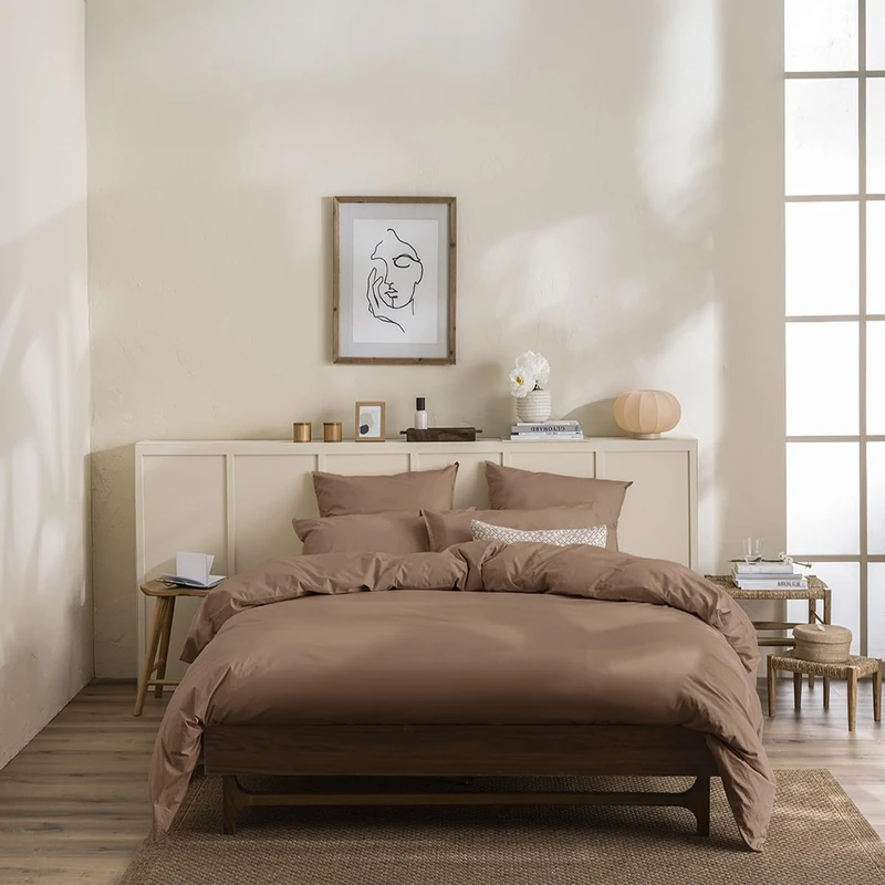 Plain Dyed Washed Cotton Percale Duvet Cover, Delicate, 140 x 200 cm, ESSIX