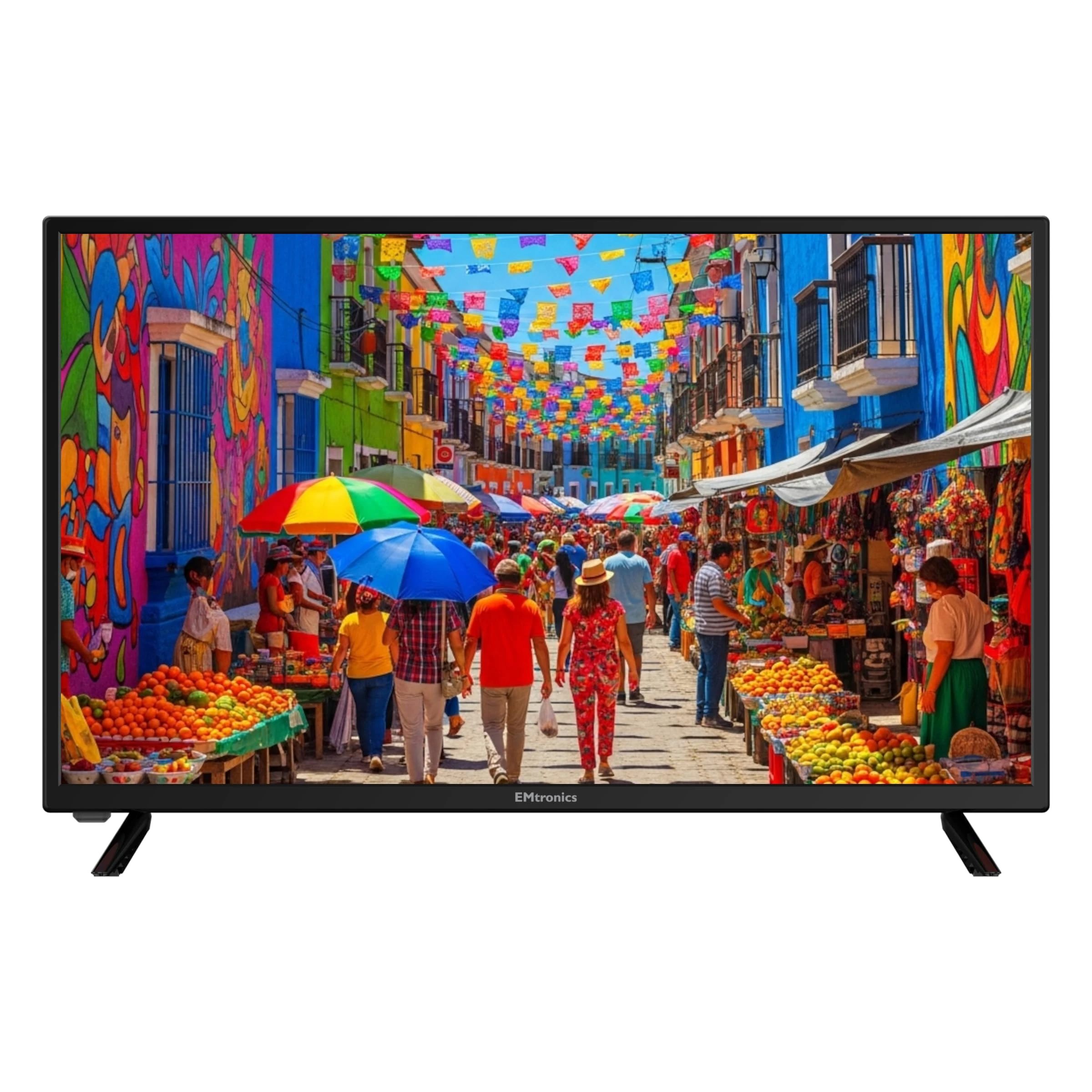 EMtronics 32 inch HD LED TV Black with Freeview, HDMI, USB Media Player, Coaxial, AUX, PVR Recording