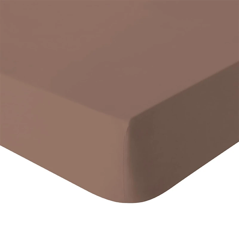 Plain Dyed Washed Cotton Percale Fitted Sheet, 160 x 200 cm, Delicate, ESSIX - Image 1