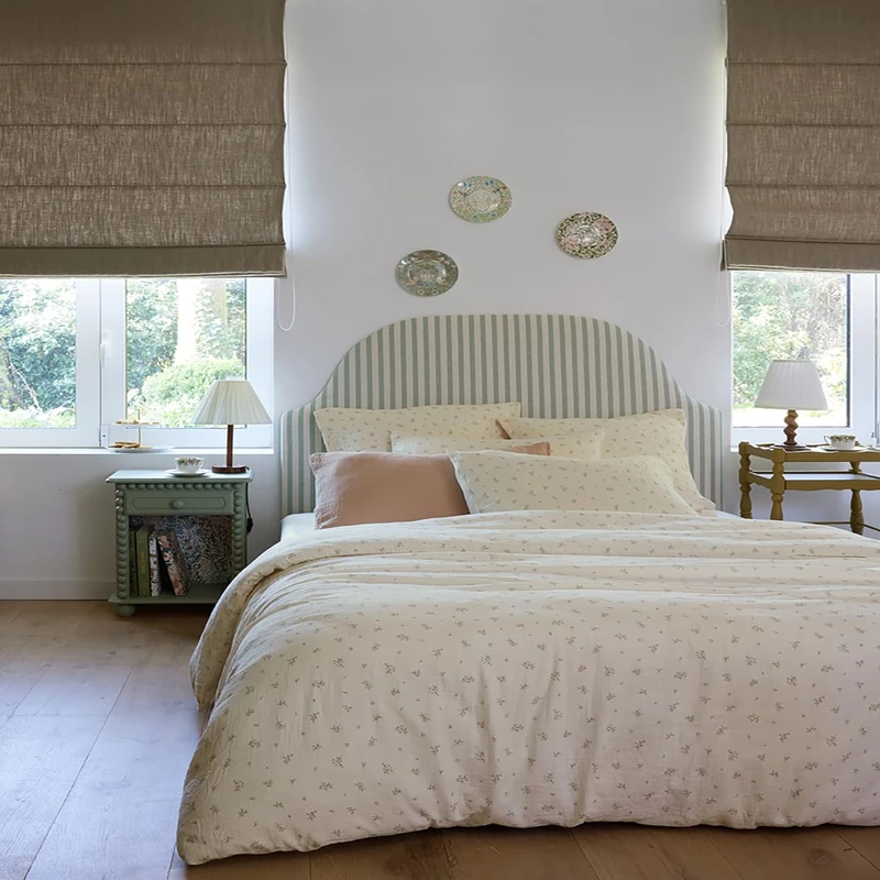 Printed Cotton Gauze Duvet Cover, Semis Floral, 140 x 200 cm, ESSIX