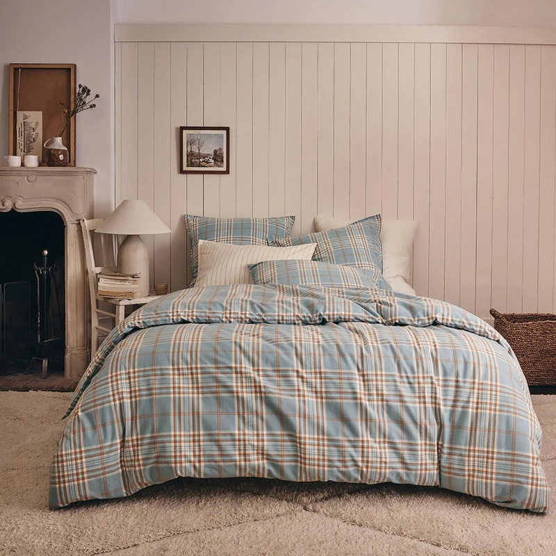Printed Cotton Flannel Duvet Cover, Tartan, 240 x 220 cm, ESSIX - Image 1