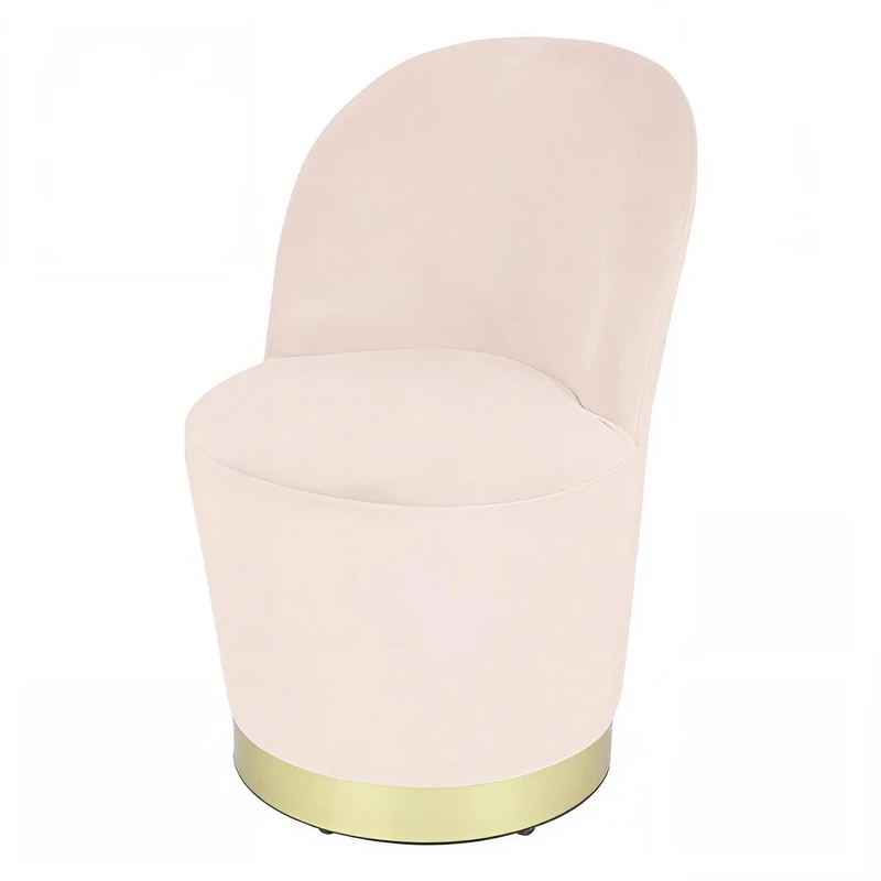 FWStyle Loretta Stone Velvet Lightweight Modern Round Accent Chair with Gold Base – Upholstered Tub-Style Lounge Seat for Bedroom, Living Room or Office - Image 1