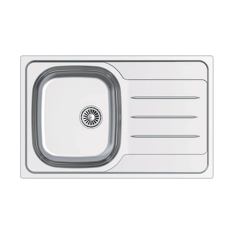 Edesa Kitchen Sink on Countertop 1 Square Basin 1 Drainer Weathervane SE 79 x 50 cm Stainless Steel Depth 18 cm Absorbent Bottom Accessories Included Grey