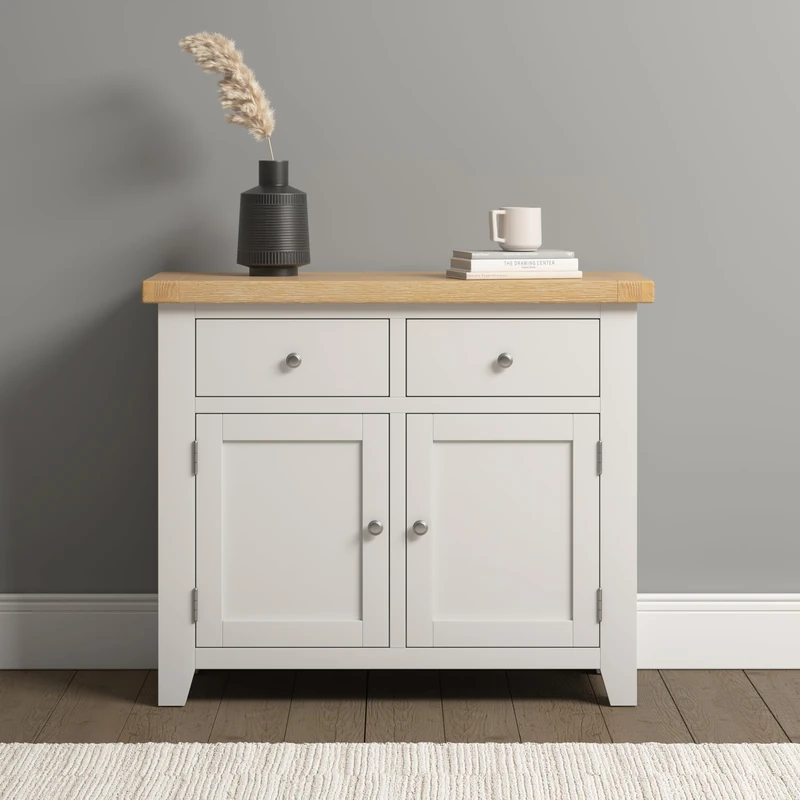 Seconique Windsor 2 Door 2 Drawer Sideboard in Ivory/Oak