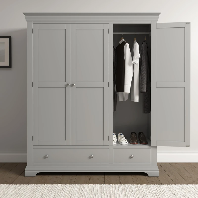 Seconique Bordeaux 3 Door Wardrobe in Pebble Grey
