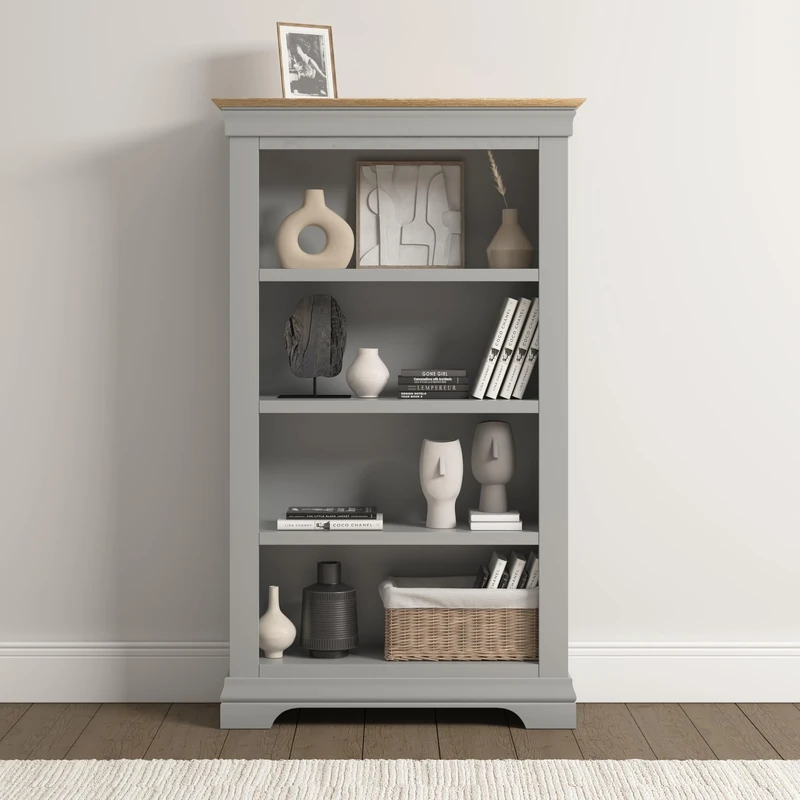 Seconique Bordeaux Bookcase in Pebble Grey/Oak
