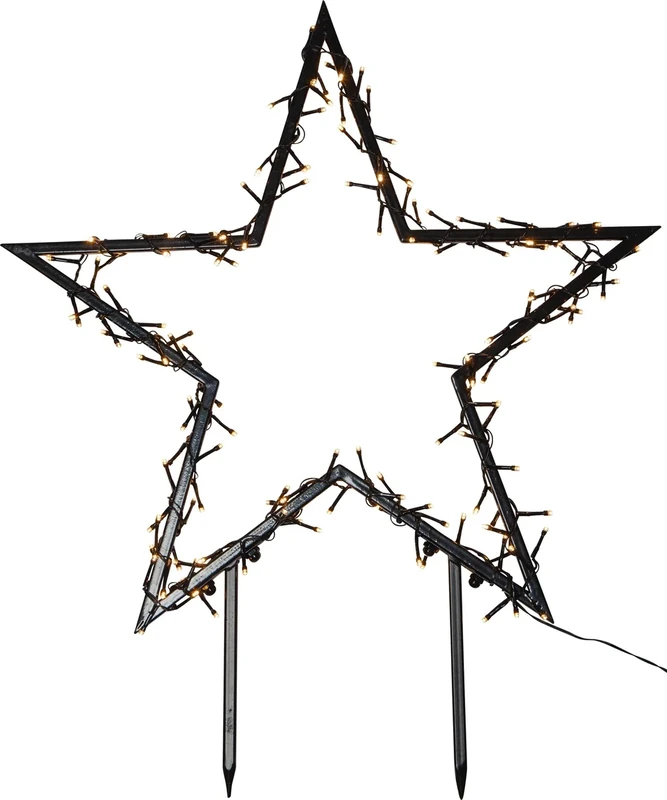 Eglo LED Decoration with Ground Spike Spiky, Outdoor Garden Decor Christmas, Decorative Star for Garden, Made of Black Steel, Warm White, IP44
