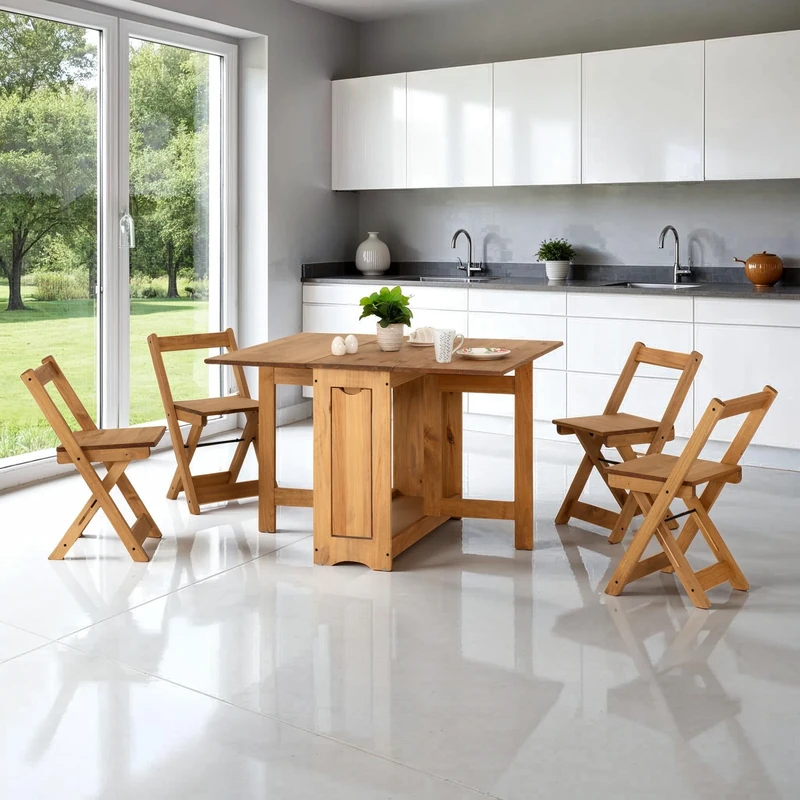Seconique Santos Butterfly Dining Set in Distressed Waxed Pine