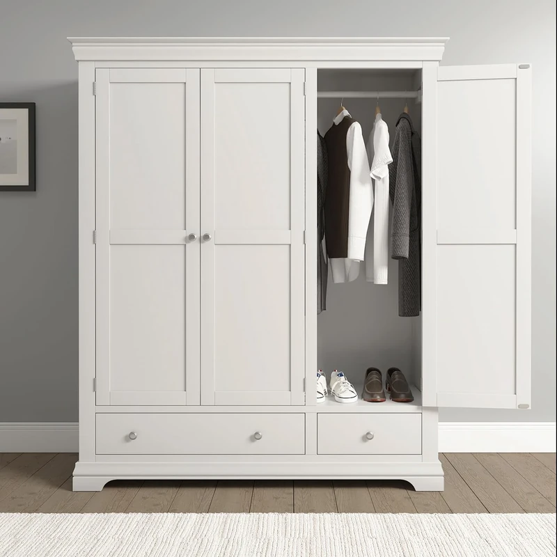 Seconique Bordeaux 3 Door Wardrobe in Ivory