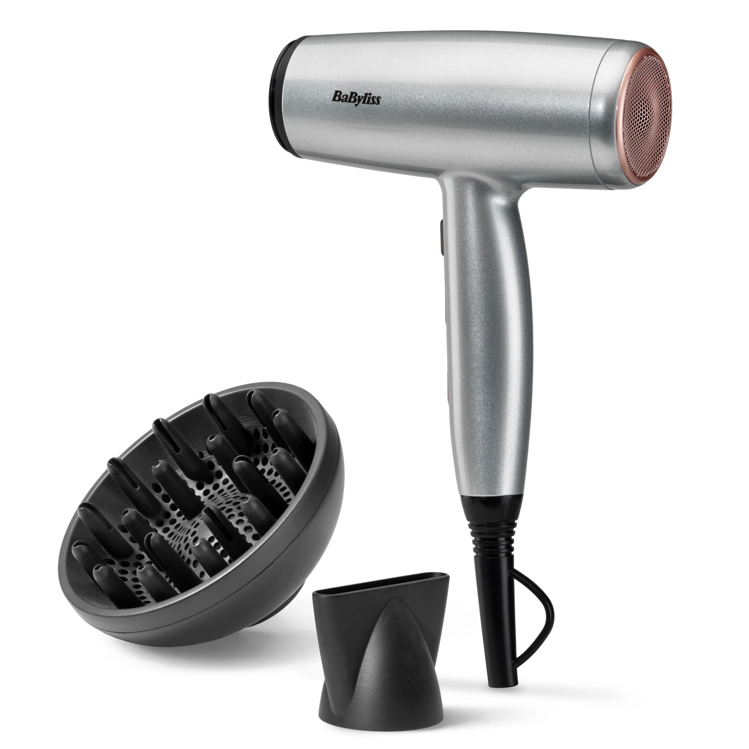BaByliss Cosmos Compact-Lightweight Hair Dryer - New 2025, 2100W Powerful Sleek Blow Dryer, Ionic Frizz-Free Conditioning, 3 Heat & 2 Speed Settings, Silver, D580DU